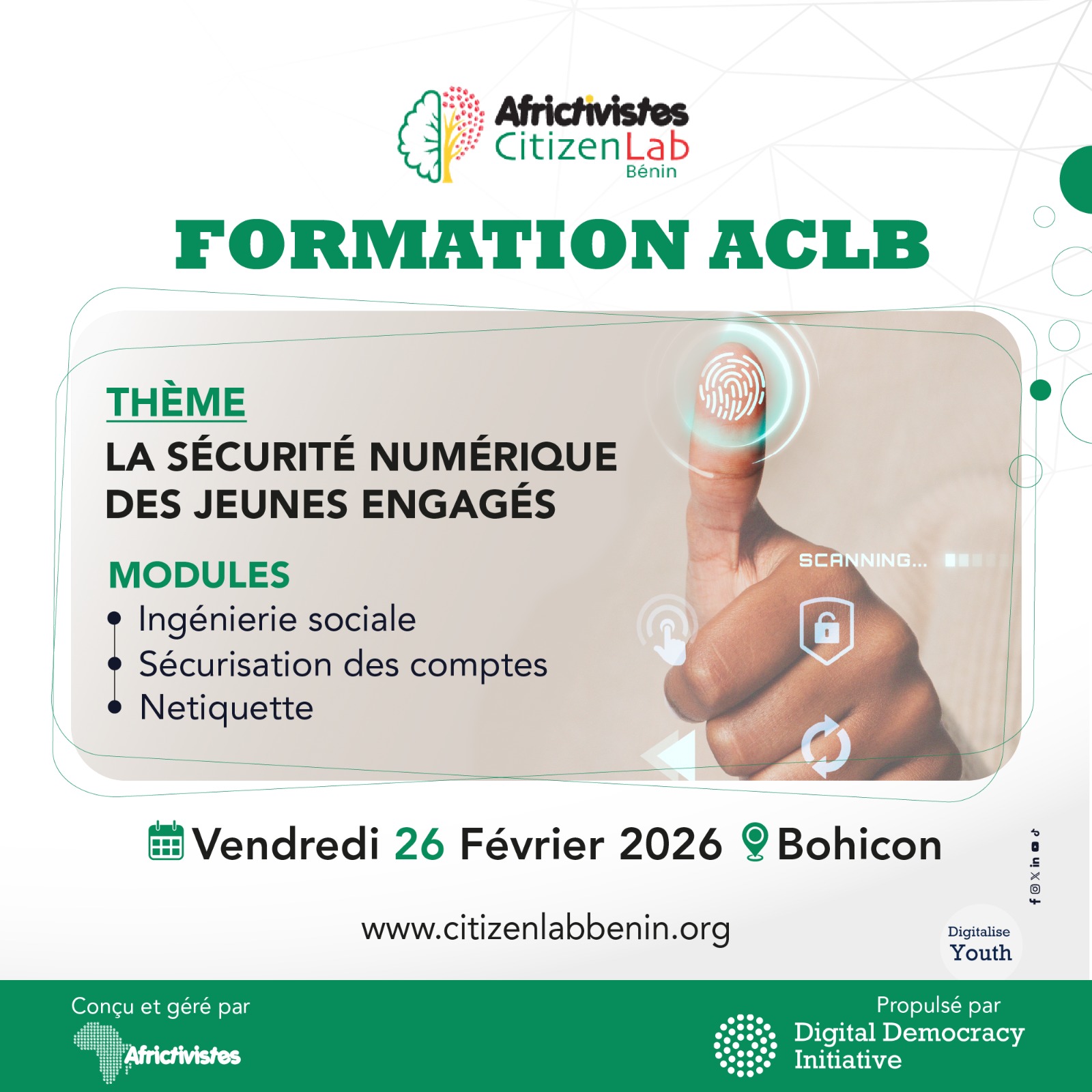 Formation ACLB - Etape de Bohicon : La Sécurité Numérique des Jeunes Engagés