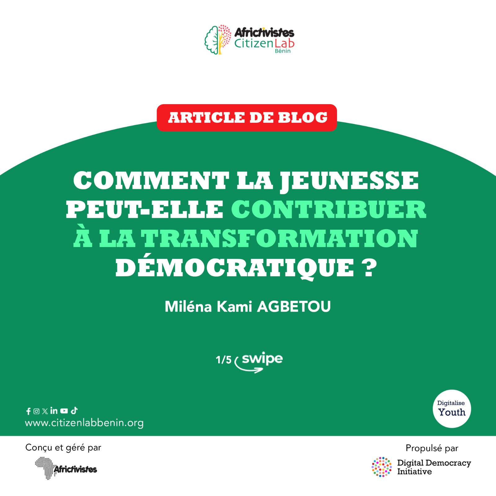 Comment la jeunesse peut-elle contribuer à la transformation démocratique ?